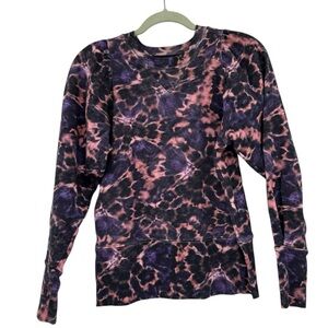 Marie Oliver Gracen Pullover Tie-Dye Shoulder Crew Neck Sweatshirt Puff Sleeve S
